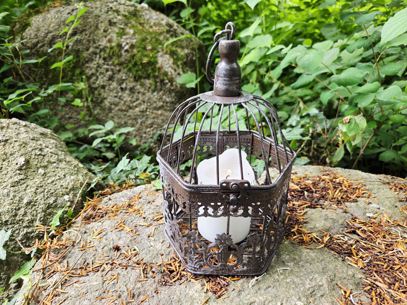Kleiner Deko Vogelkäfig 24cm Sechseck "Antik braun"