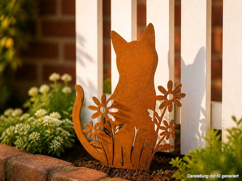 Beetfigur "Katze" 20x25cm Edelrost zum Stecken