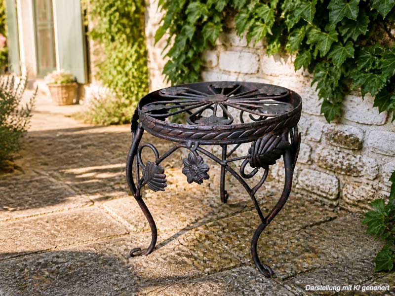 Nostalgischer Blumentisch 20cm Ø Antik braun Schmiedeeisen