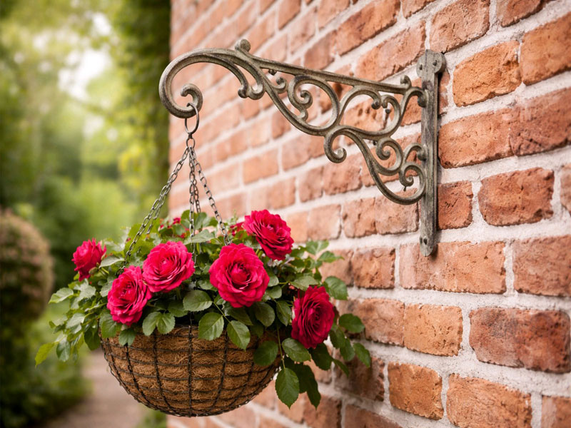 Große Wandhalterung 31cm Wandhaken für Blumenampeln Gusseisen Antiklackierung