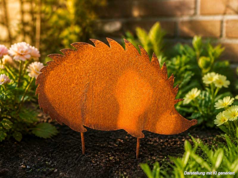 Große Beetfigur "Igel" 35x22cm Edelrost zum Stecken Herbstdeko