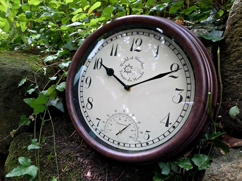 Außenuhr mit Thermometer Ø30cm Gartenuhr