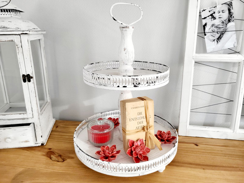 Shabby Chic Etagere aus Holz im Landhausstil 48cm