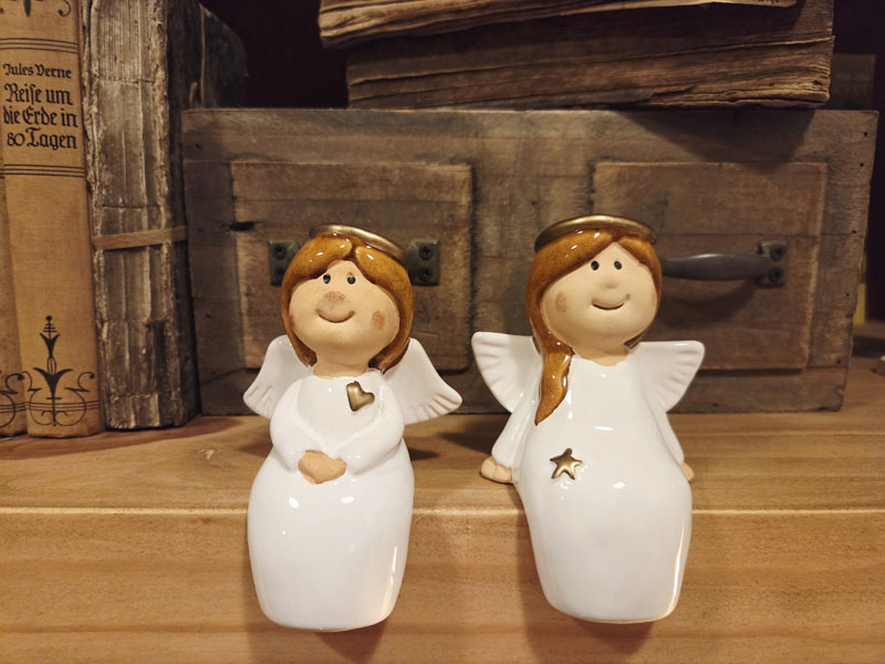 2er Set Keramik Kantenhocker "Engel" 