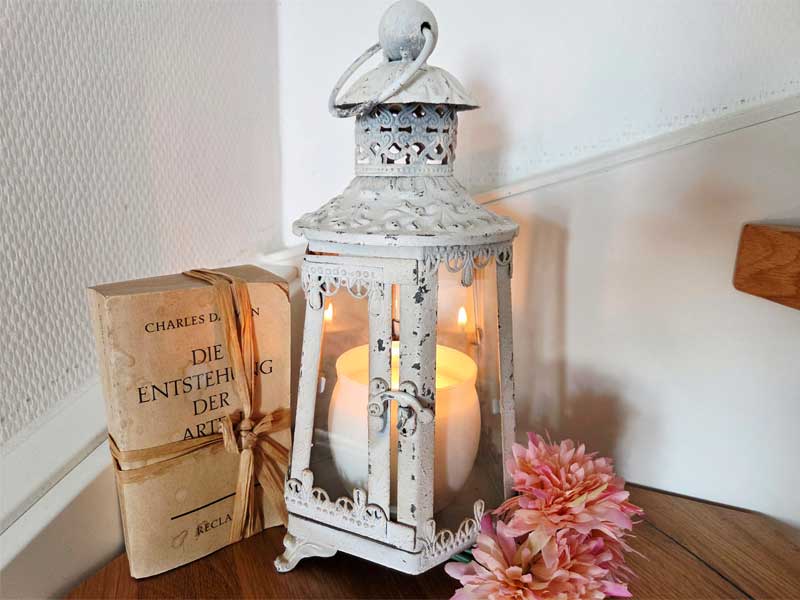 Shabby Chic Garten Laterne/Windlicht 30cm zum Stellen oder Hängen
