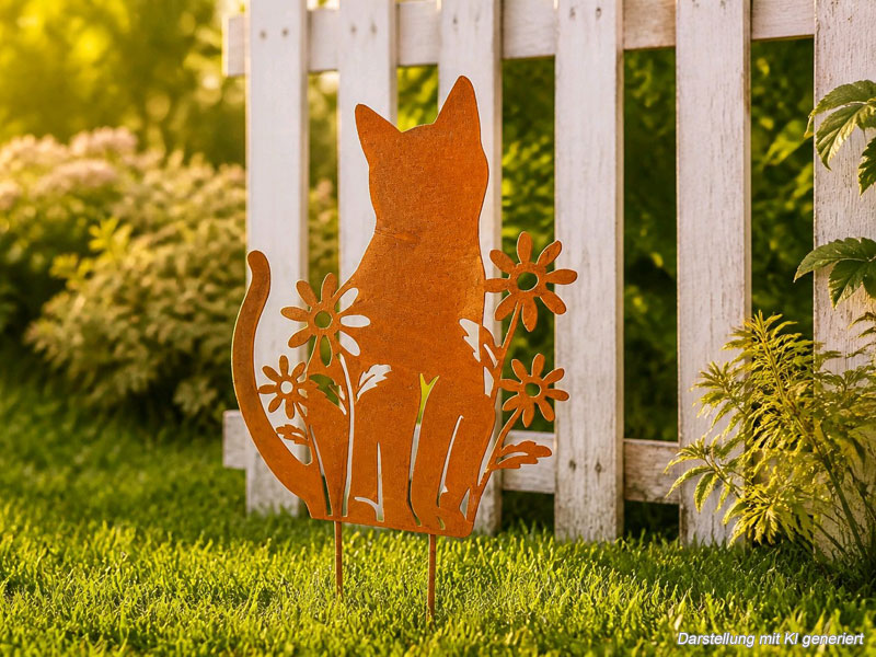 Beetfigur "Katze" 20x25cm Edelrost zum Stecken