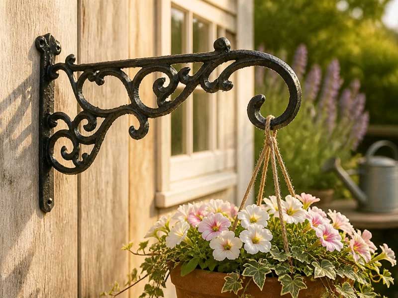 Große Wandhalterung 31cm Wandhaken für Blumenampeln Gusseisen
