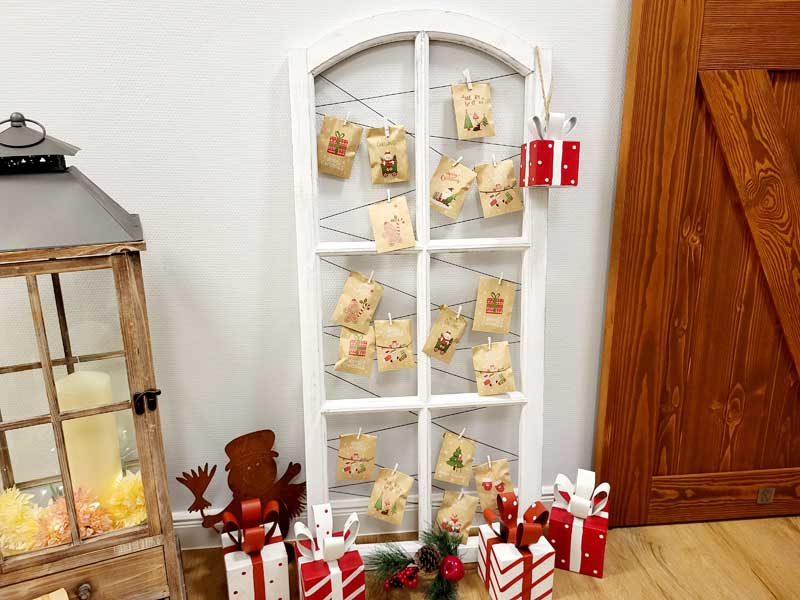 Adventskalender "Holzfenster" 50x111cm Shabby Chic weiß