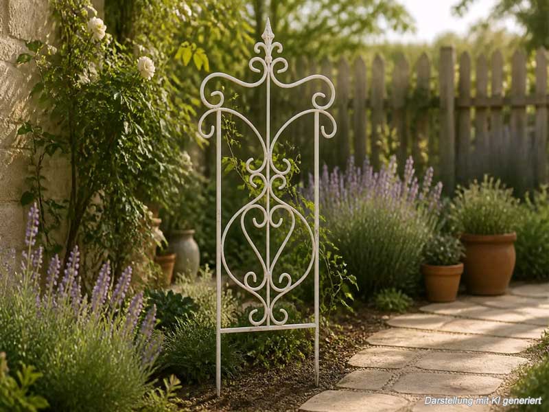 Shabby Chic Rankgitter zum Stecken "Fleur de lis" 40x99cm Aluguss Spalier