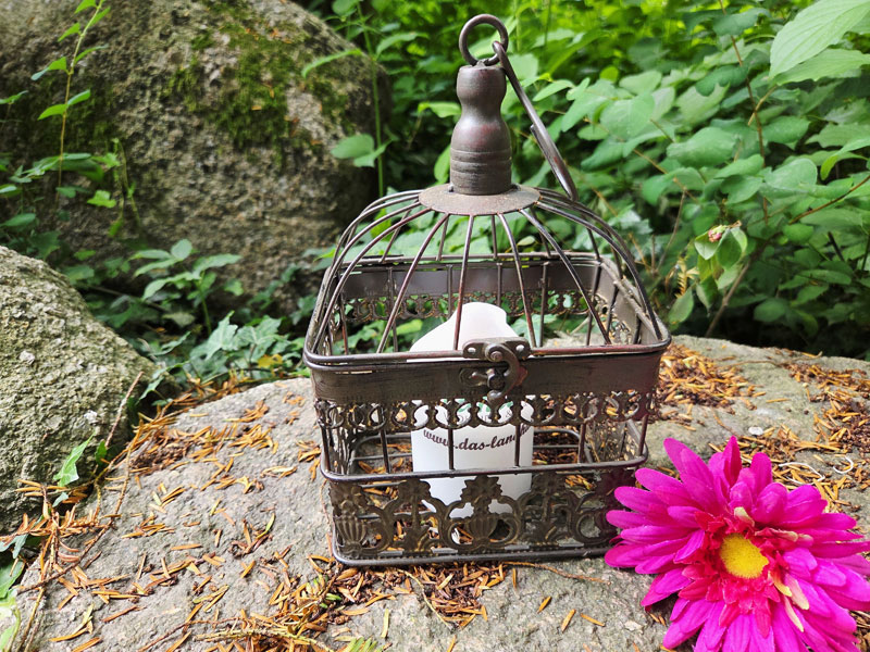 Kleiner Deko Vogelkäfig 23cm Eckig "Antik braun"