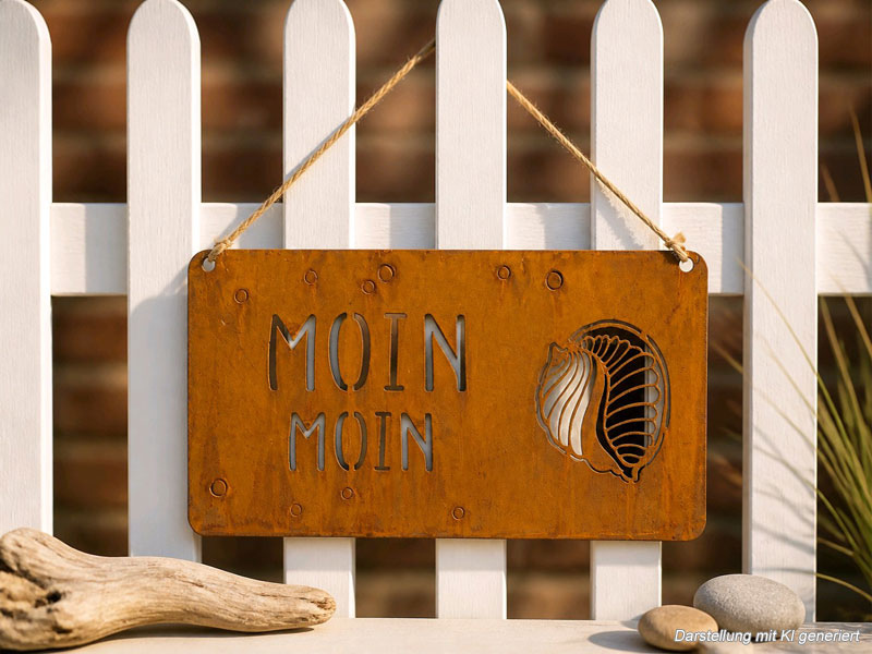 Hängeschild "Moin Moin" Edelrost 28x15cm