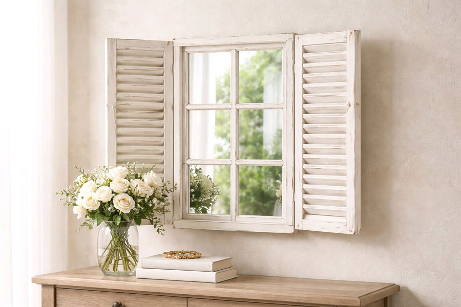 Spiegel mit Sprossen "Fenster mit Türen" Shabby Chic 38x60cm