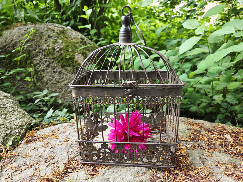 Mittelgroßer Deko Vogelkäfig 31cm Eckig "Antik braun"