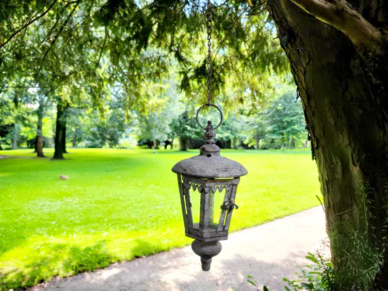 Garten Hänge-Laterne/Windlicht zum Hängen "Antik grau"