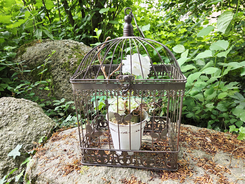 Großer Deko Vogelkäfig 40cm Eckig "Antik braun"