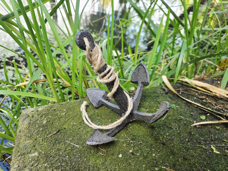 Deko Anker "Schirmanker" 18cm Gusseisen mit Juteband