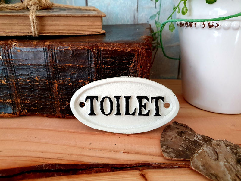 Antik wirkendes Schild "Toilet" Gusseisen oval