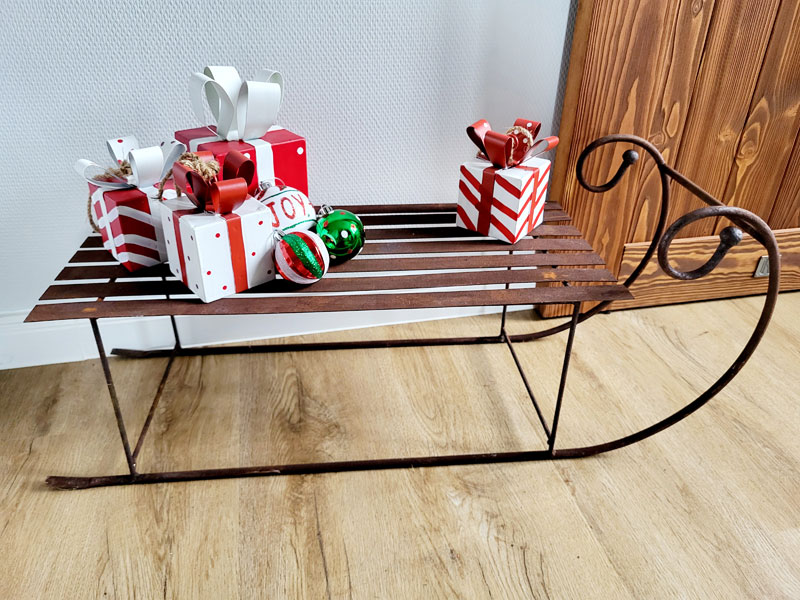 Großer, weihnachtlicher Deko Schlitten Edelrost 78cm