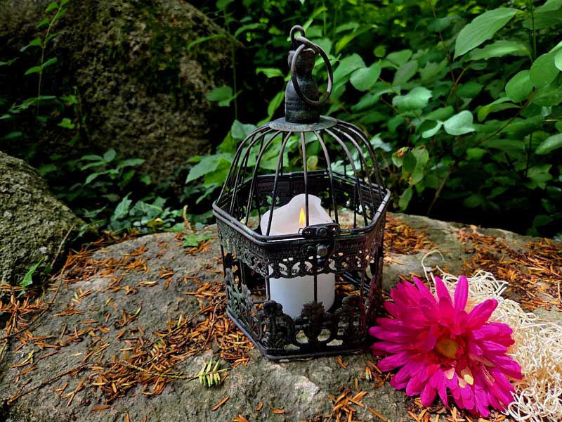 Kleiner Deko Vogelkäfig 24cm Sechseck "Antiklackierung"