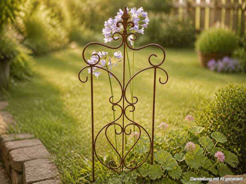 Rankgitter zum Stecken "Fleur de lis" 40x99cm "Antik" Aluguss Spalier