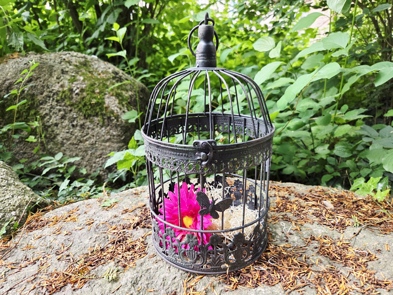 Mittelgroßer Deko Vogelkäfig 32cm Rund "Antiklackierung"