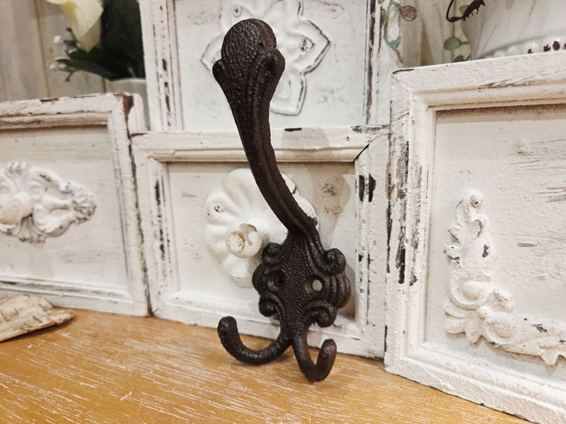 Doppel Garderoben-Haken Wandhaken "Antik" mit Huthaken Gusseisen