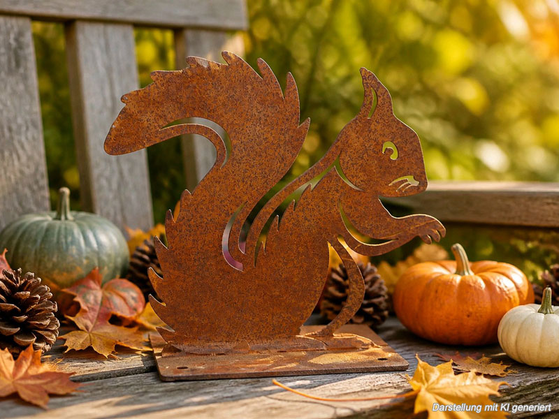 Edelrost Figur "Eichhörnchen" 20cm hoch Herbstdeko
