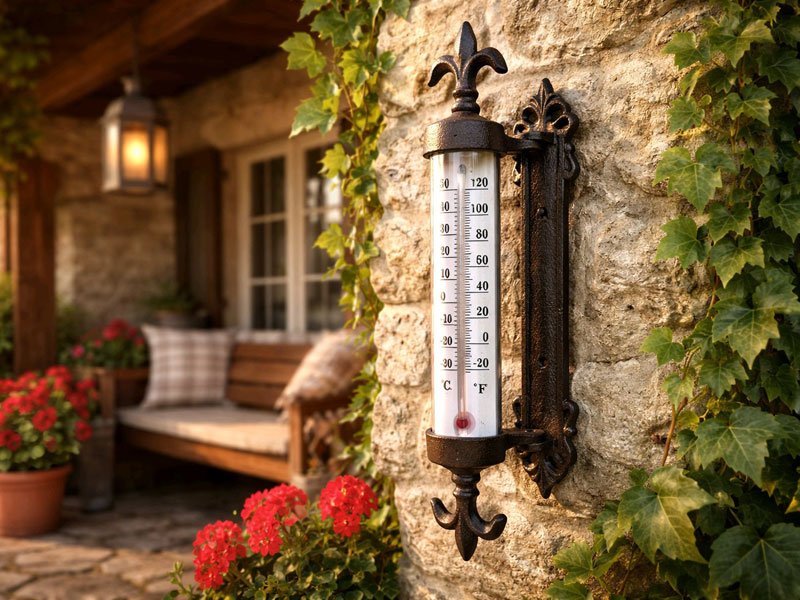 Drehbares Garten-Thermometer "Lilie" Gusseisen