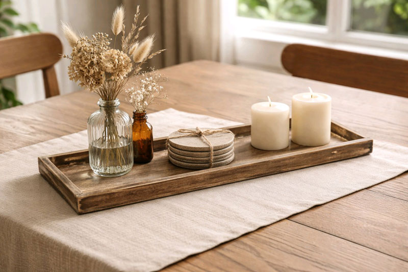 Rechteckiges Tablett "Landhaus braun" 60x18cm