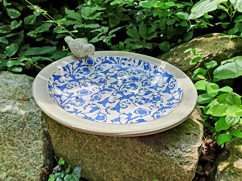 Keramik Vogeltränke 33cm Ø "Barockmuster"