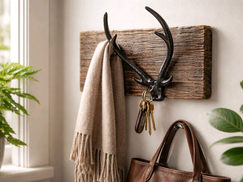 Wandhaken "Geweih" Gusseisen Wanddeko