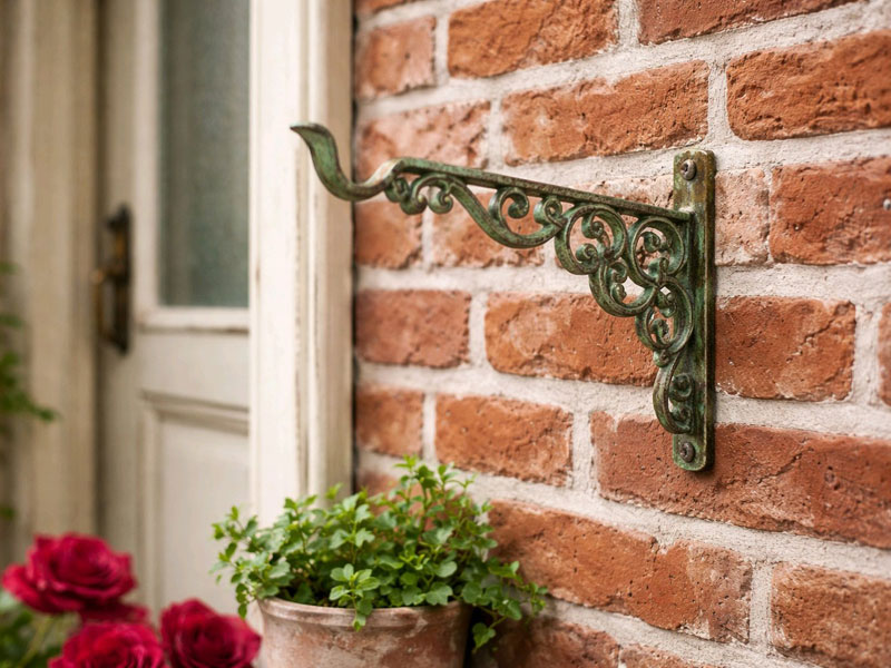 Wandhalterung 24cm Wandhaken für Blumenampeln Gusseisen Antiklackierung