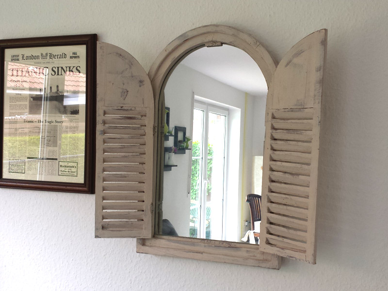 Spiegel mit Rundbogen "Fenster mit Türen" Shabby Chic 38x59cm