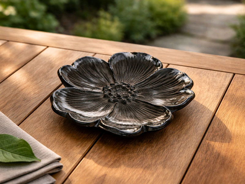 Kleine Vogeltränke Futterschale "Blattform" Modell A Gusseisen