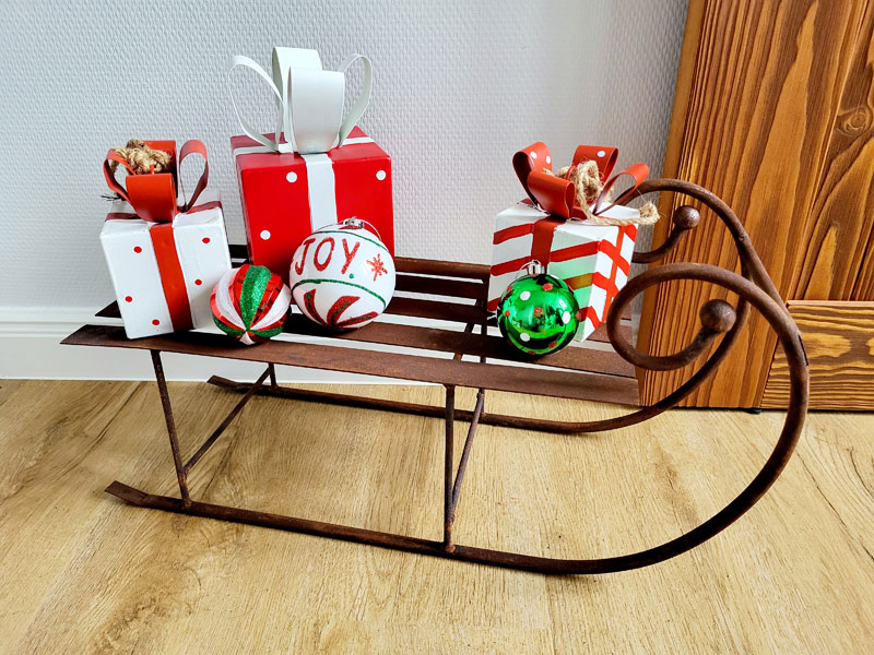 Weihnachtlicher Deko Schlitten Edelrost 52cm