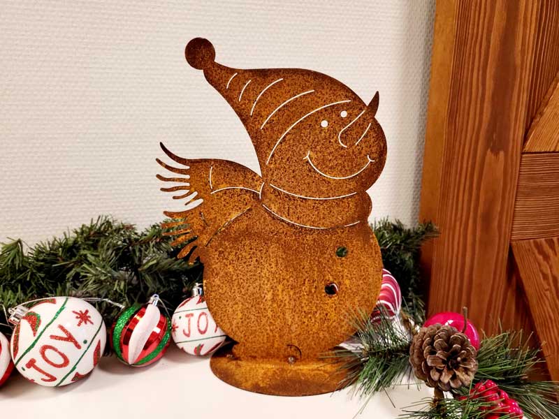 Weihnachtlicher Deko Schneemann Edelrost 20x30cm