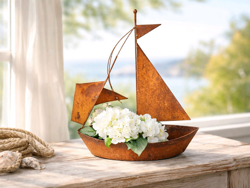 Segelschiff Edelrost 64cm hoch zum Dekorieren und Bepflanzen