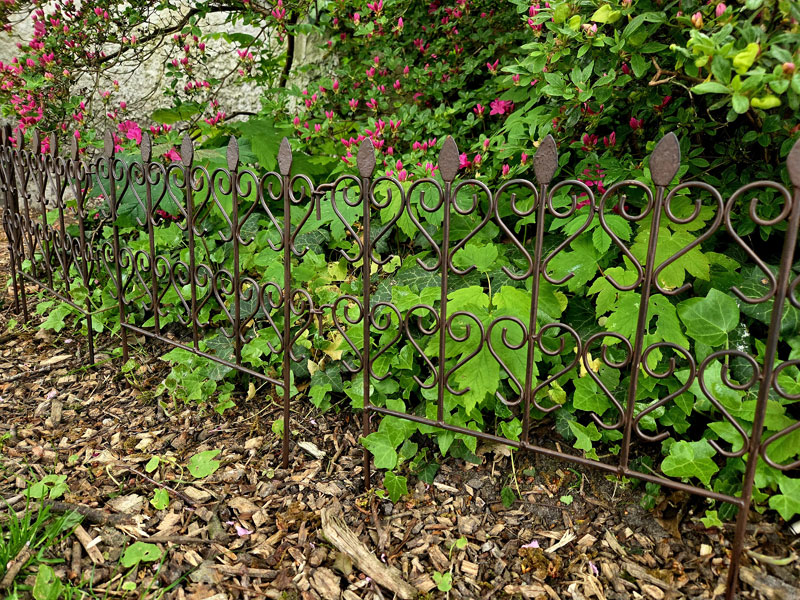 Landhausstil Steckzaun "Antik" zum Verbinden Schmiedeeisen 40x24cm Beetzaun 