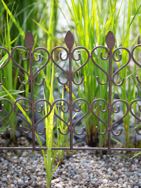 Landhausstil Steckzaun "Antik" zum Verbinden Schmiedeeisen 40x40cm Beetzaun 