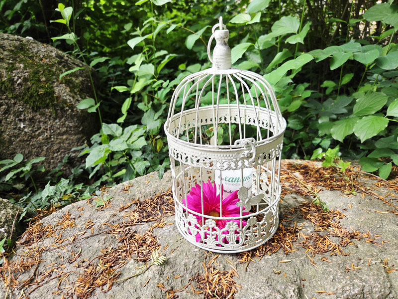 Mittelgroßer Deko Vogelkäfig 32cm Rund "Shabby weiß"